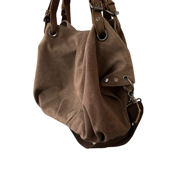 Wonder Youth Oversized brown Canvas Women’s Shoulder Bag - Picture 4 of 15